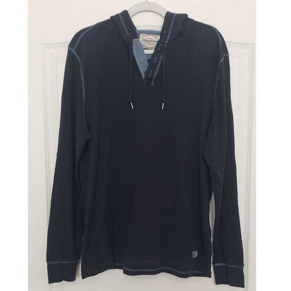 Flag & Anthem Hoodie Henley Long Sleeve Casual Pullover‎ Top XL Beachy Vacation